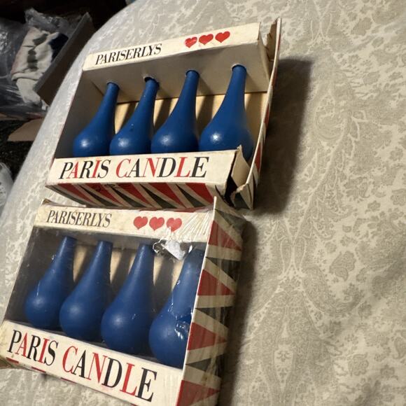 Vintage Dark Blue Dansk Pariserlys Paris Candles Made in Denmark 2 Sets NEW - Picture 3 of 6